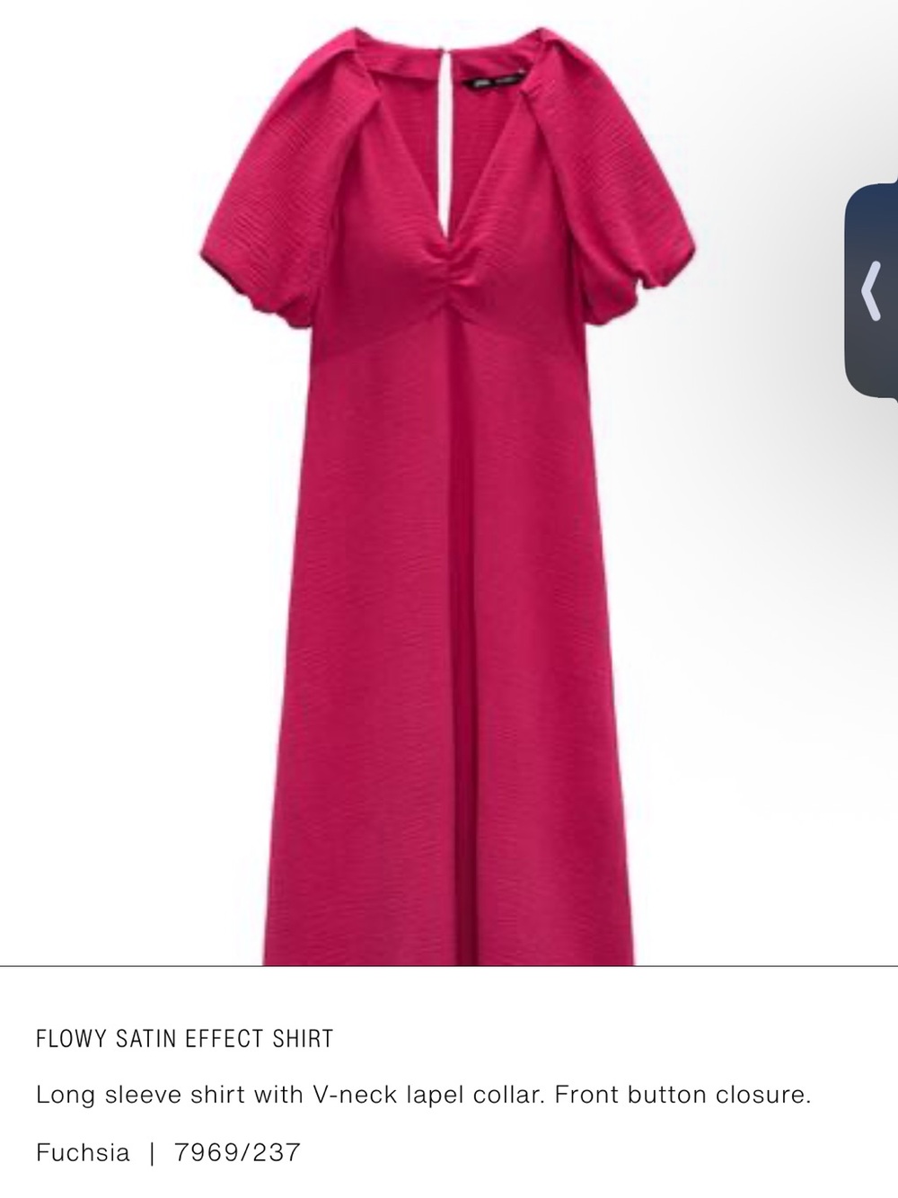 Zara Flowy Fuchsia Satin-Effect Women's Dress